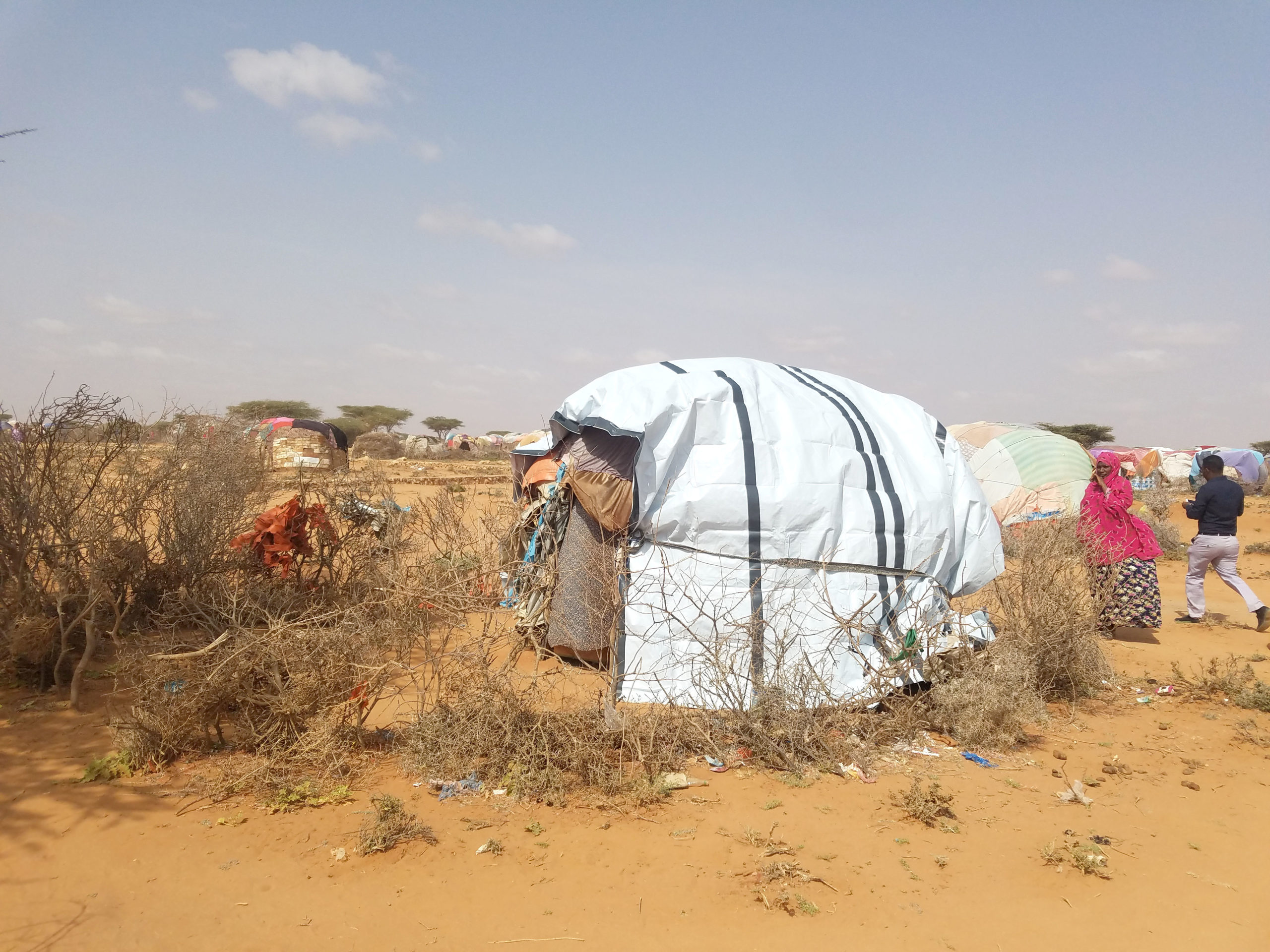 A small dome structure, reinforced with tarp in Somaliland